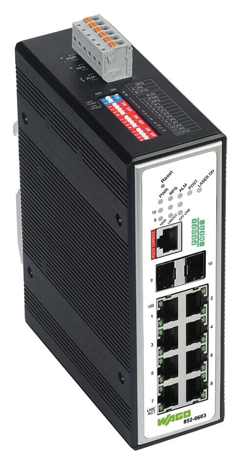 Industrial-Managed-Switch; 8 Ports 100Base-TX; 2-Slot 1000BASE-SX/LX; PROFINET; Erweiterter Temperaturbereich
