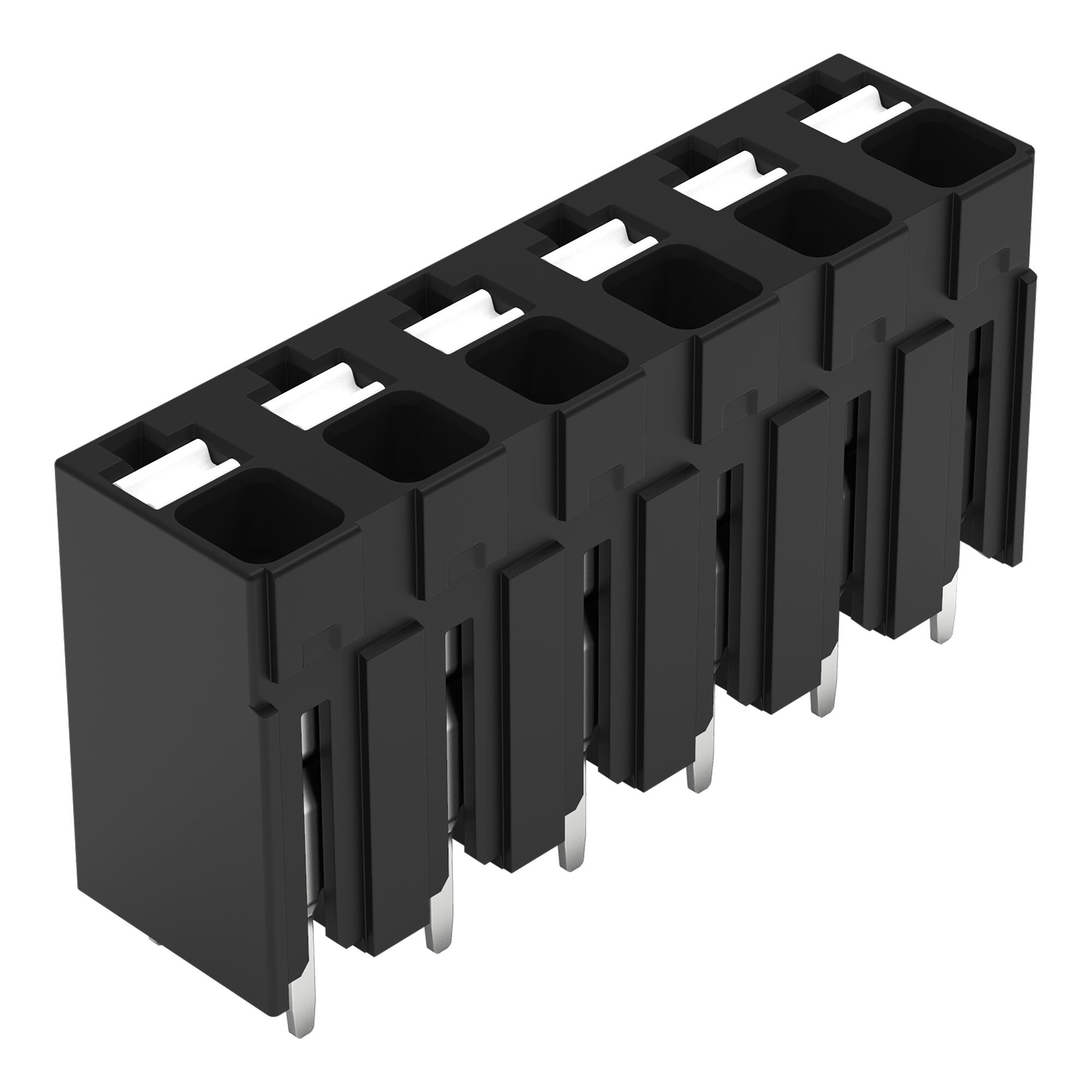 THR PCB terminal block; push-button; 1.5 mm²; Pin spacing 5 mm; 6-pole; Push-in CAGE CLAMP®; Solder pin length 2.4mm; black
