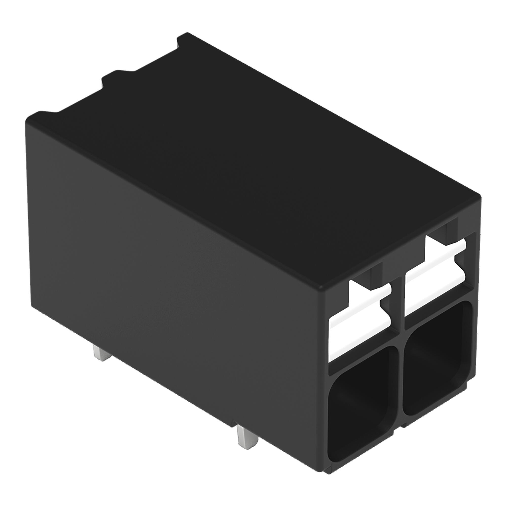 THR PCB terminal block; push-button; 1.5 mm²; Pin spacing 3.5 mm; 2-pole; Push-in CAGE CLAMP®; Solder pin length 2.4mm; black