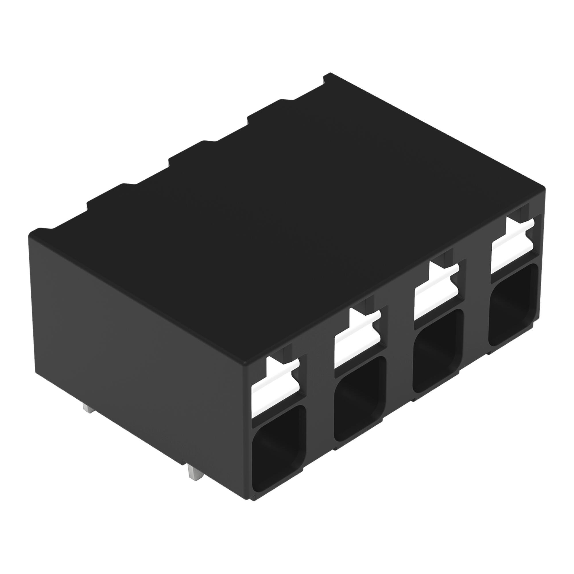 THR PCB terminal block; push-button; 1.5 mm²; Pin spacing 5 mm; 4-pole; Push-in CAGE CLAMP®; Solder pin length 2.4mm; black