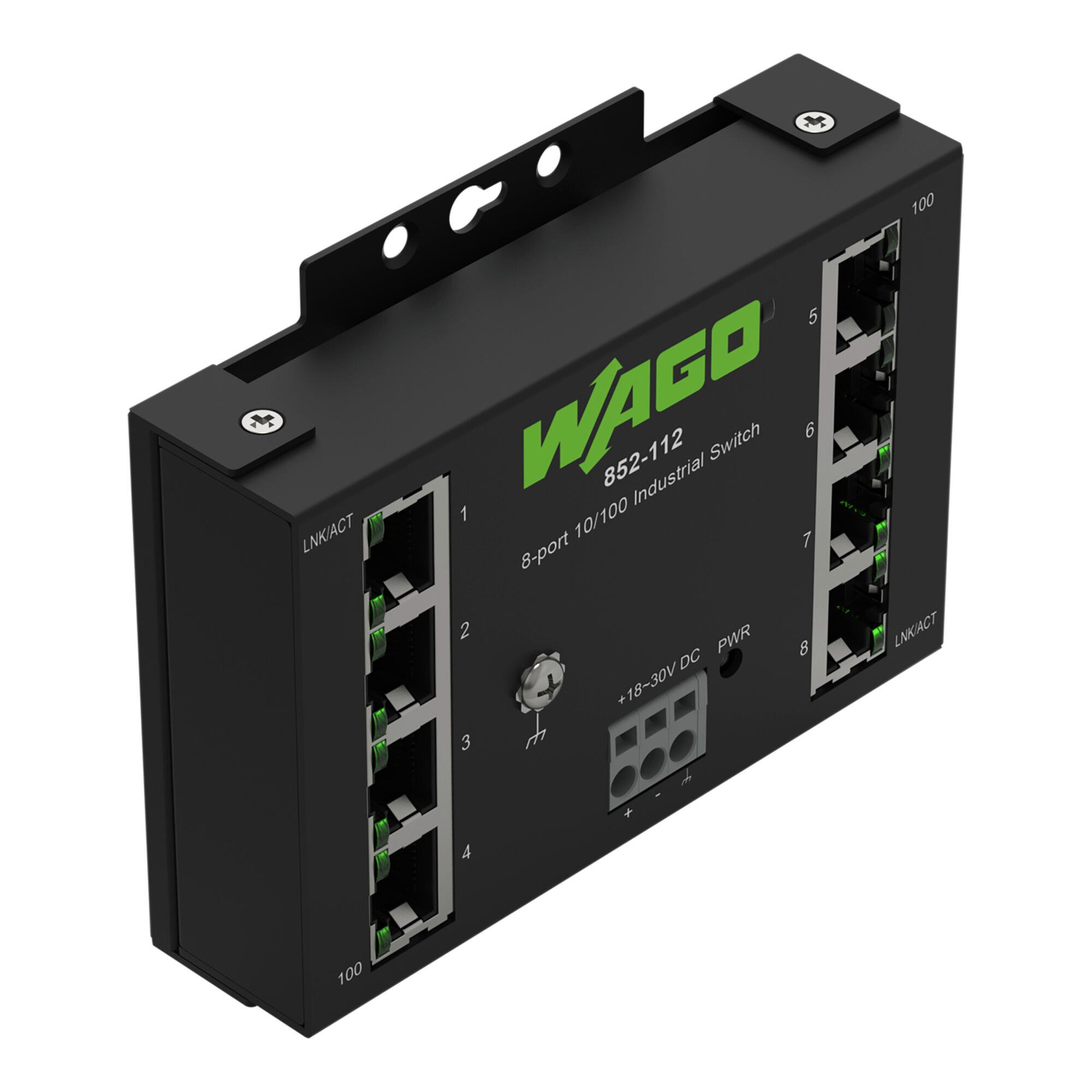 Industrial-ECO-Switch; 8 Ports 100Base-TX; schwarz