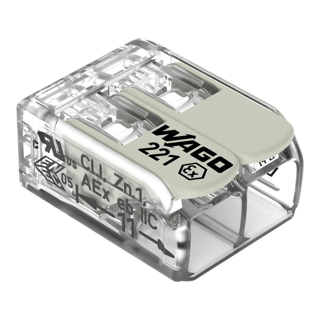 Wago 221-412 COMPACT splicing connector; 2-conductor; with operating  levers; transparent housing Box of 100