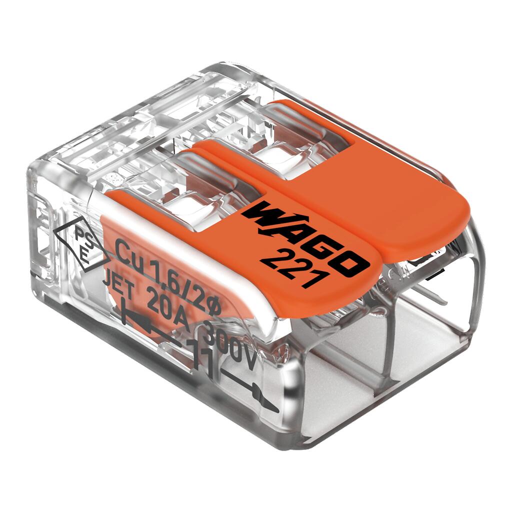Buy WAGO 221-2411 Connector clip flexible: 0.14-4 mm² fixed: 0.2-4 mm²  Number of pins (num): 1 60 pc(s) Transparent, Orange