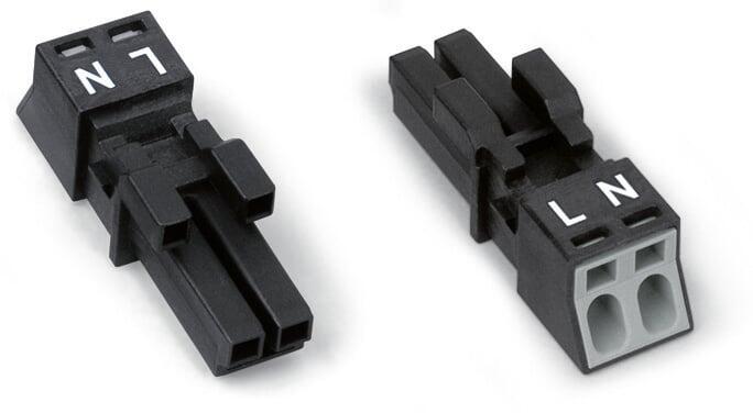 Socket; 2-pole; Cod. A; 1,50 mm²; black