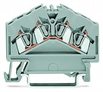 4-conductor through terminal block; 2.5 mm²; center marking; for DIN-rail 35 x 15 and 35 x 7.5; CAGE CLAMP®; 2,50 mm²; gray