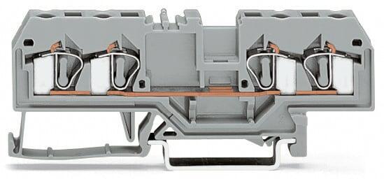 4-conductor through terminal block; 4 mm²; center marking; for DIN-rail 35 x 15 and 35 x 7.5; CAGE CLAMP®; 4,00 mm²; gray