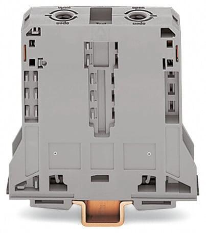 2 vezetékes átmenő sorkapocs; 95 mm²; oldalsó jelölőnyílások; csak DIN 35 x 15 sínek; POWER CAGE CLAMP; 95,00 mm²; szürke