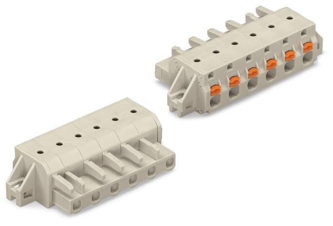 1-conductor female connector; push-button; Push-in CAGE CLAMP®; 2.5 mm²; Pin spacing 7.5 mm; 4-pole; 100% protected against mismating; clamping collar; 2,50 mm²; light gray