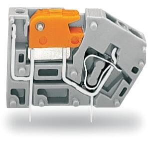 Stackable PCB terminal block; with knife disconnect; 2.5 mm²; Pin spacing 5 mm; 1-pole; CAGE CLAMP®; 2,50 mm²; gray