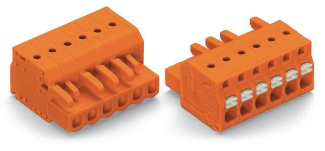 1-conductor female connector; push-button; Push-in CAGE CLAMP®; 2.5 mm²; Pin spacing 5.08 mm; 5-pole; 2,50 mm²; orange