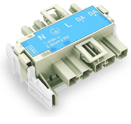 Linect® T-connector; 5-pole; Cod. I; 1 input; 2 outputs; blue