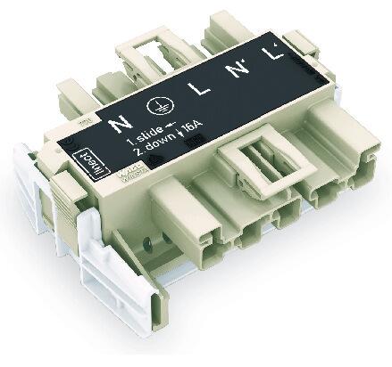 Linect®-T-connector; 5-polig; Cod. L; 1 ingang; 2 uitgangen; wit