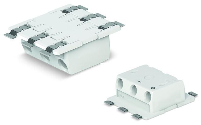 SMD-Through-Board-Leiterplattenklemme; 0,75 mm²; Rastermaß 6,5 mm; 3-polig; Push-in CAGE CLAMP®; im Gurt; 0,75 mm²; weiß