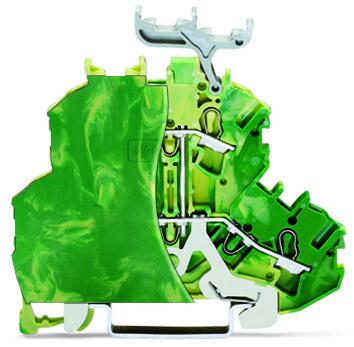 Двуетажна клема; 4-проводна клема със заземяване; с крайна пластина; 2,5 mm²; PE; с държач за маркировъчни табелки; вътрешно обединяване; за DIN шина 35 x 15 и 35 x 7.5; Push-in CAGE CLAMP®; 2,50 mm²; зелен-жълто