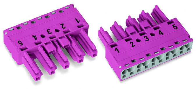 Socket; 5-pole; Cod. B; 4,00 mm²; pink