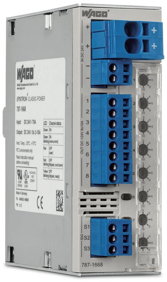 Electronic circuit breaker; 8-channel; 24 VDC input voltage; adjustable 1 … 6 A; communication capability