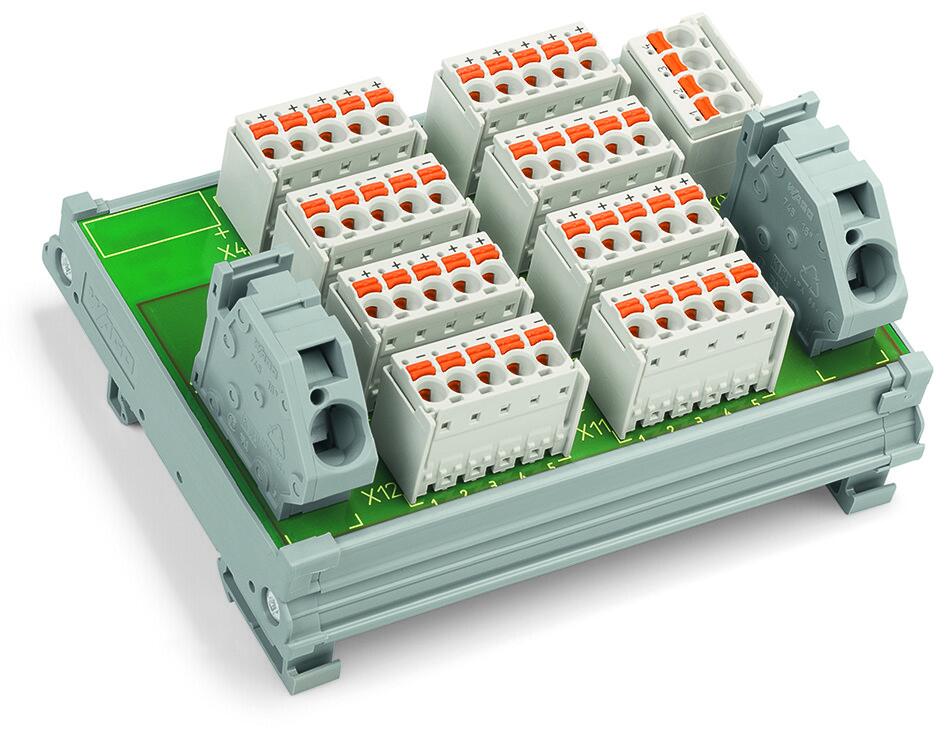 電位分配模組; 4 個電位; 每個帶有 6 連接點; 帶有 22 個接地壓接點