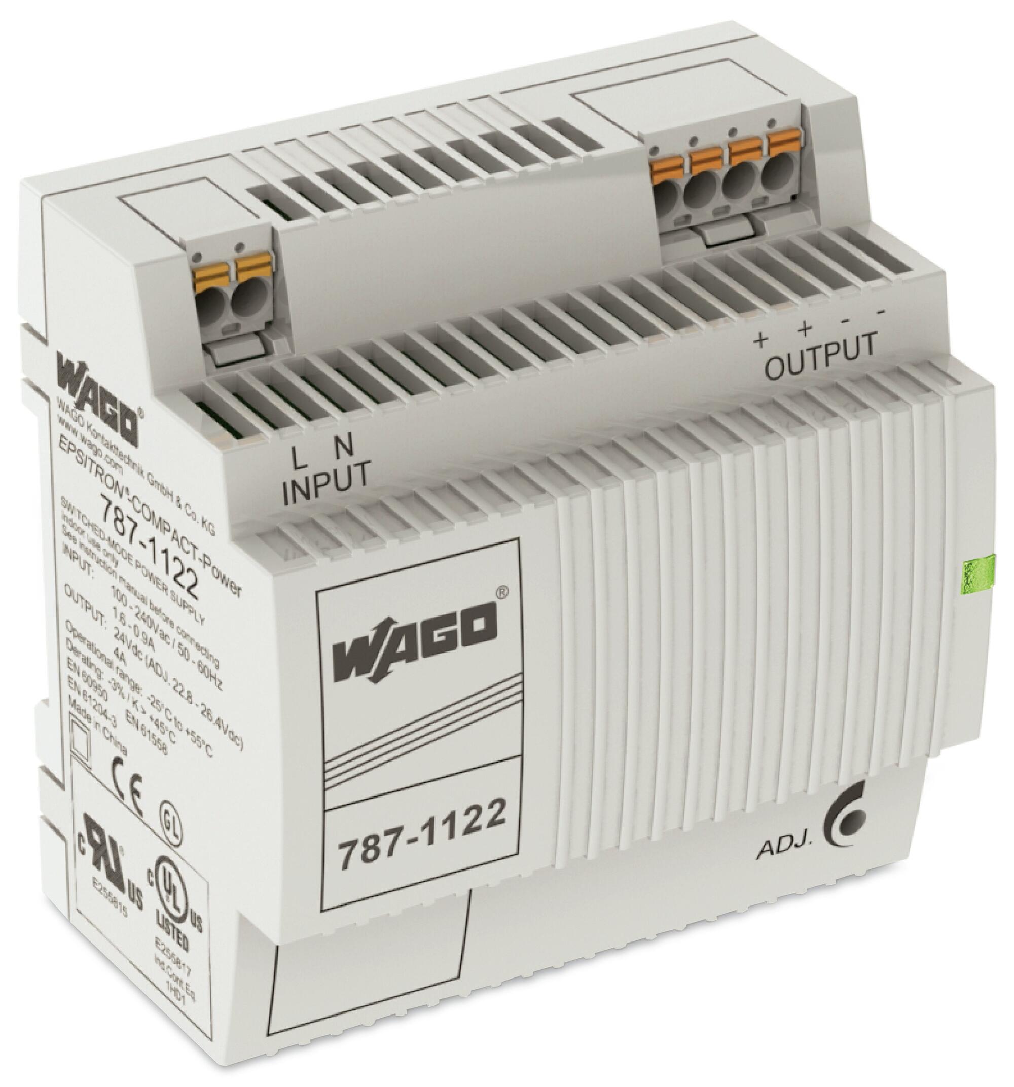 Switched mode-strømforsyning; Kompakt; 1-faset; 24 V DC udgangsspænding; 4 A udgangsstrøm; DC-OK LED