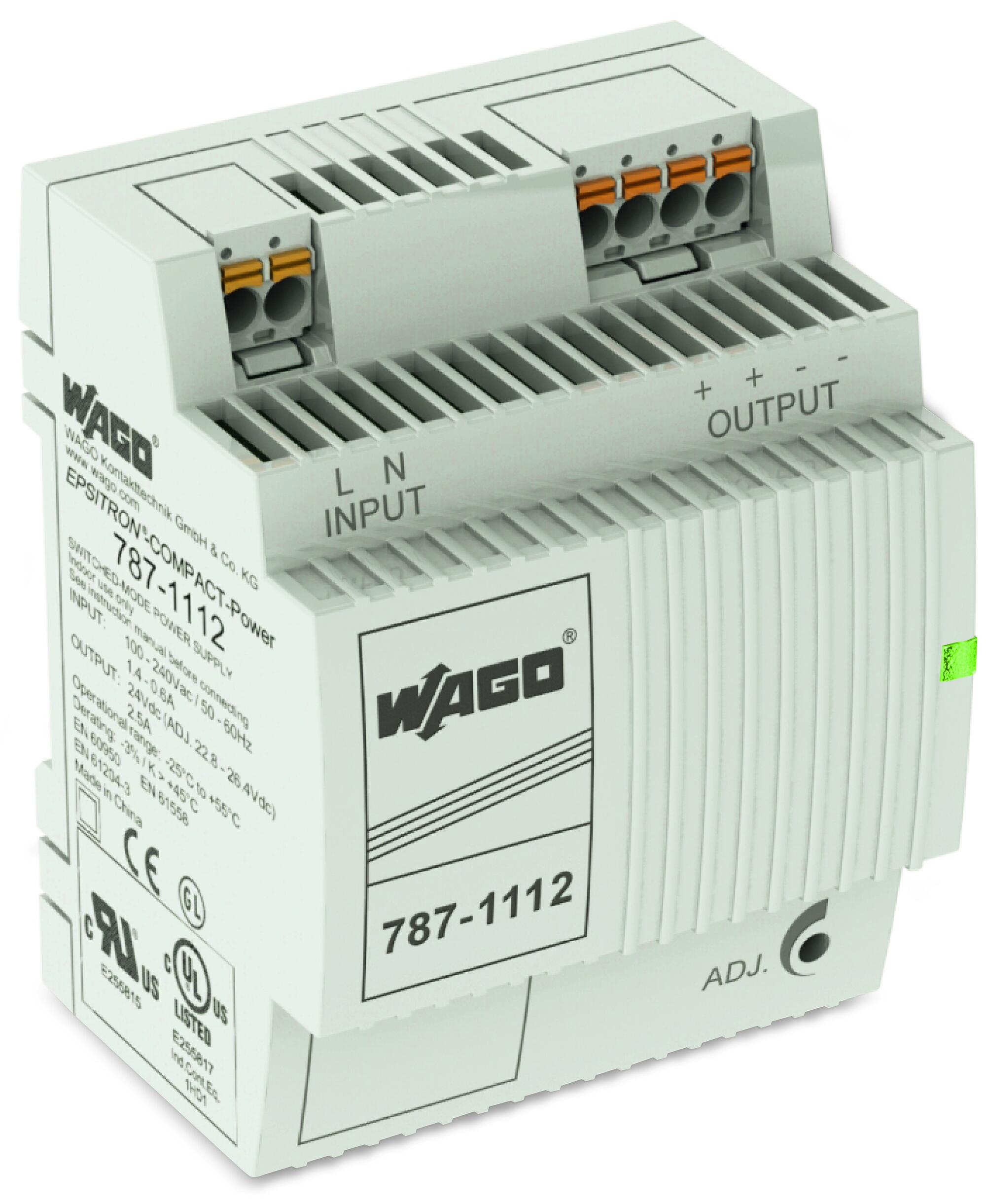 Switched-mode power supply; Compact; 1-phase; 24 VDC output voltage; 2.5 A output current; DC-OK LED