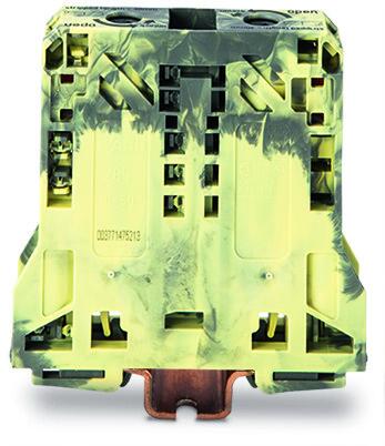 2 iletkenli geçiş klemensi; 50 mm²; yanal etiket yuvaları; sadece DIN 35 x 15 ray için; POWER CAGE CLAMP®; 50,00 mm²; koyu gri-sarı
