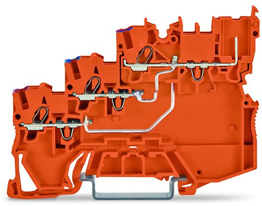 Borne d'alimentation pour capteurs, 3 conducteurs; pour capteurs avec circuit NPN (positif); 1 mm²; Push-in CAGE CLAMP®; 1,00 mm²; orange