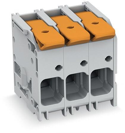 PCB terminal block; lever; 16 mm²; Pin spacing 10 mm; 3-pole; Push-in CAGE CLAMP®; 16,00 mm²; gray