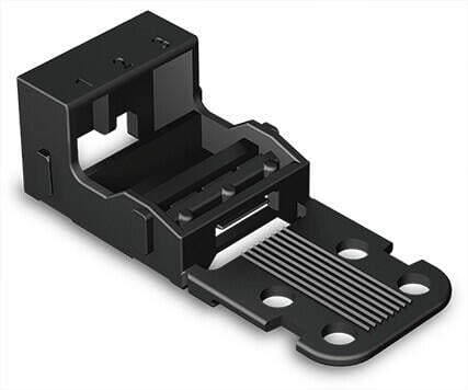 Bevestigingsadapter; voor 3-draads klemmen; Serie 221 - 4 mm²; met klikvoetje voor verticale montage; zwart