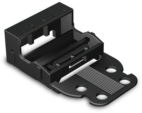Bevestigingsadapter; voor 5-draads klemmen; Serie 221 - 4 mm²; met klikvoetje voor verticale montage; zwart
