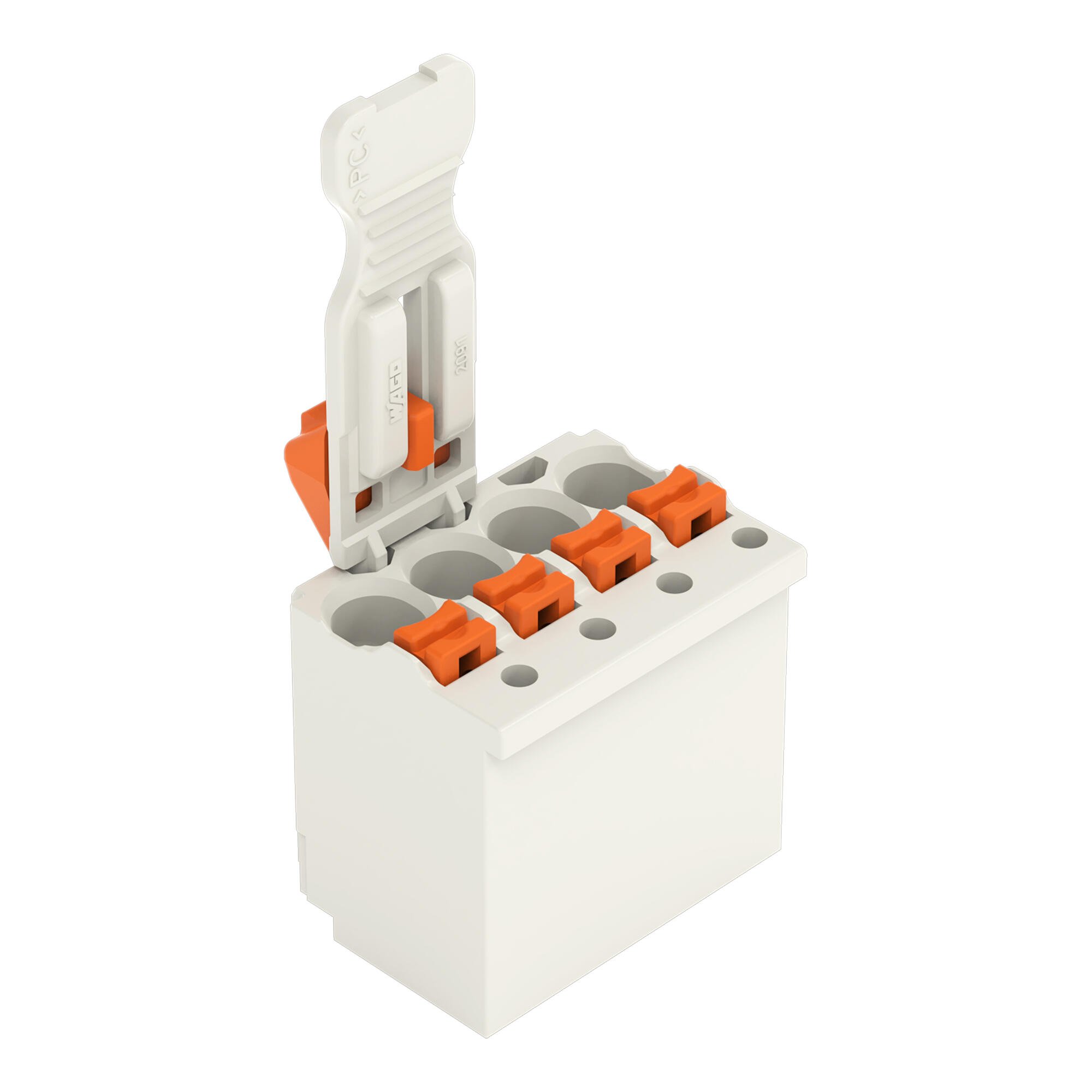 1-conductor female connector; push-button; Push-in CAGE CLAMP®; 1.5 mm²; Pin spacing 3.5 mm; 4-pole; Gripping plate sliding connector release; 1,50 mm²; light gray