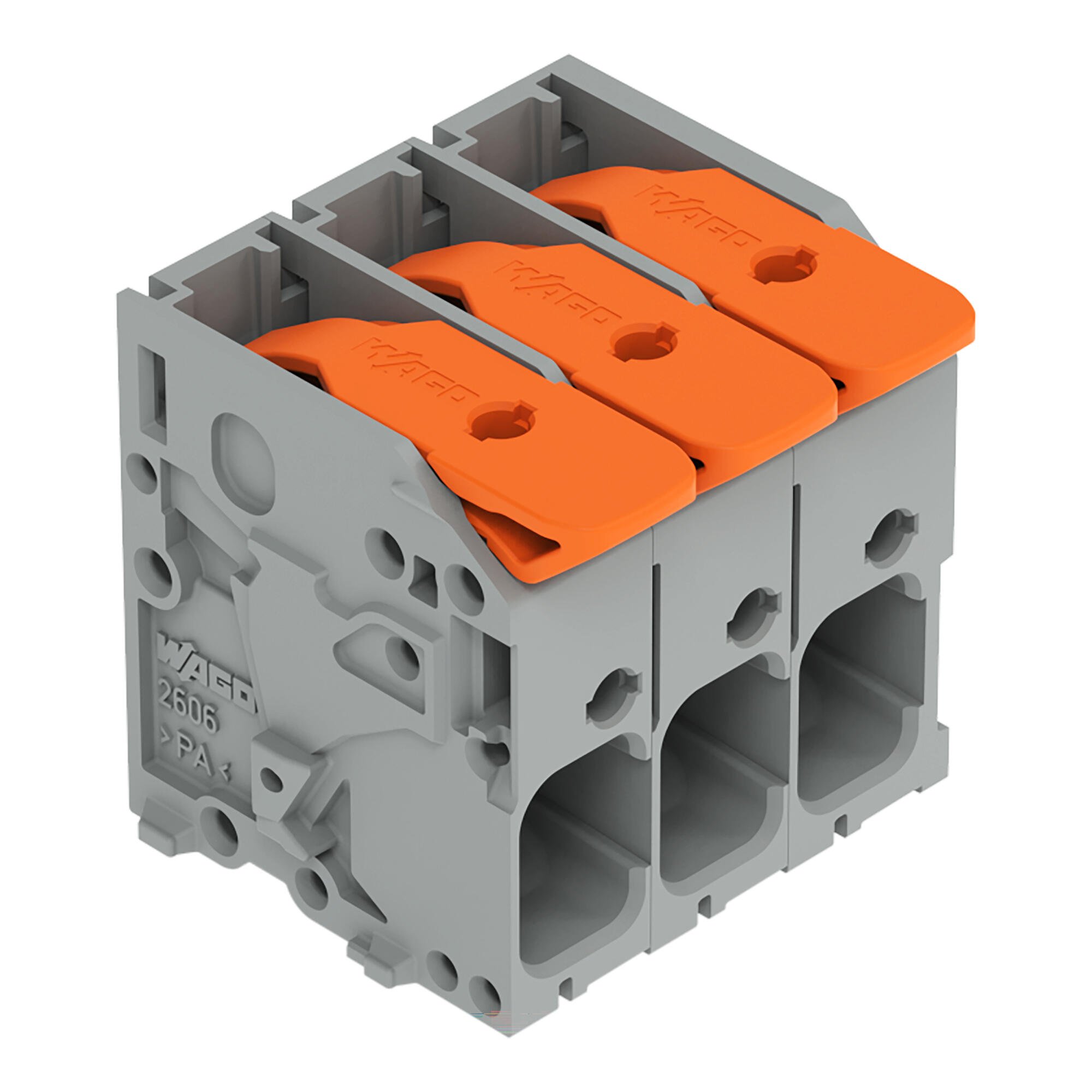 PCB terminal block; lever; 6 mm²; Pin spacing 7.5 mm; 3-pole; Push-in CAGE CLAMP®; 6,00 mm²; gray