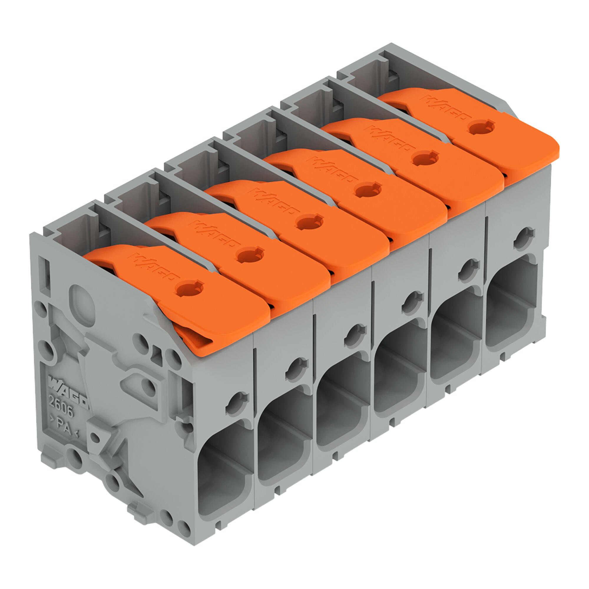 PCB terminal block; lever; 6 mm²; Pin spacing 7.5 mm; 6-pole; Push-in CAGE CLAMP®; 6,00 mm²; gray