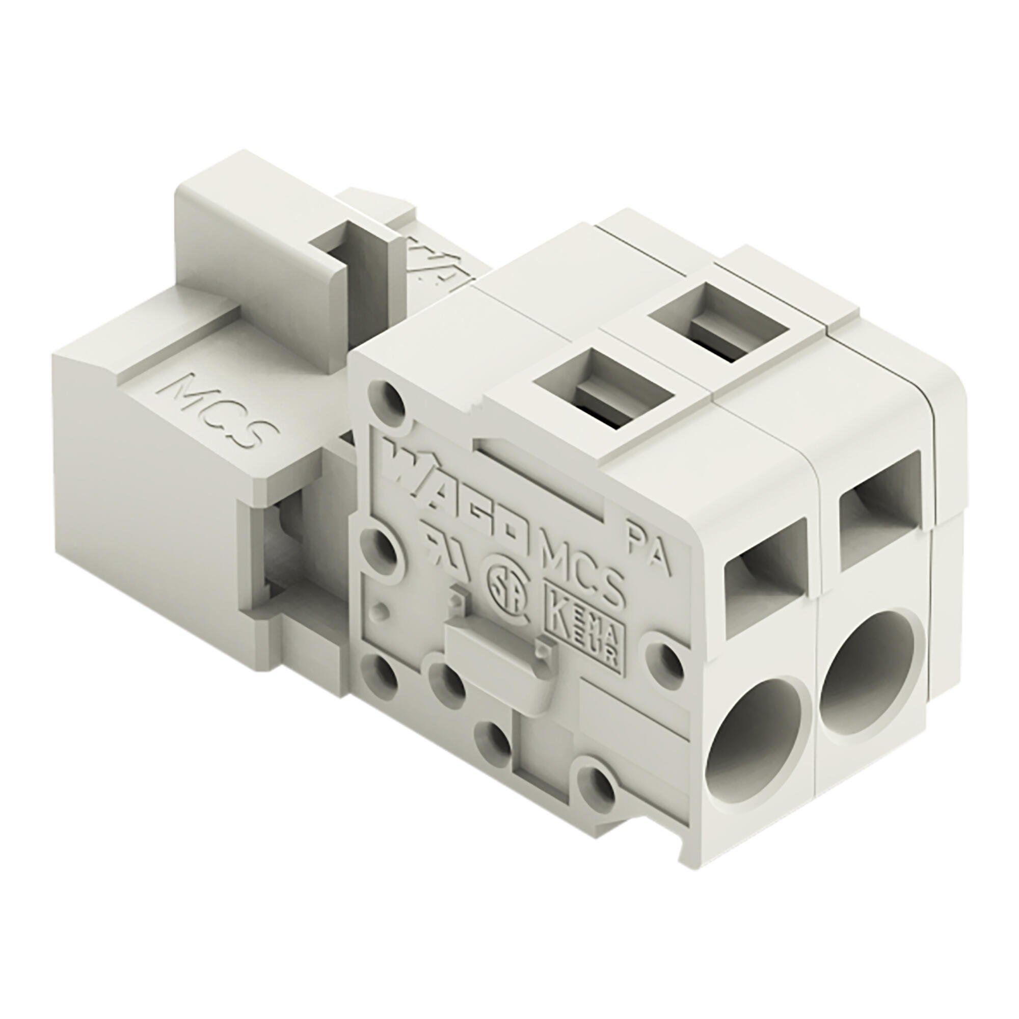 1-conductor male connector; CAGE CLAMP®; 2.5 mm²; Pin spacing 5 mm; 2-pole; 100% protected against mismating; 2,50 mm²; light gray