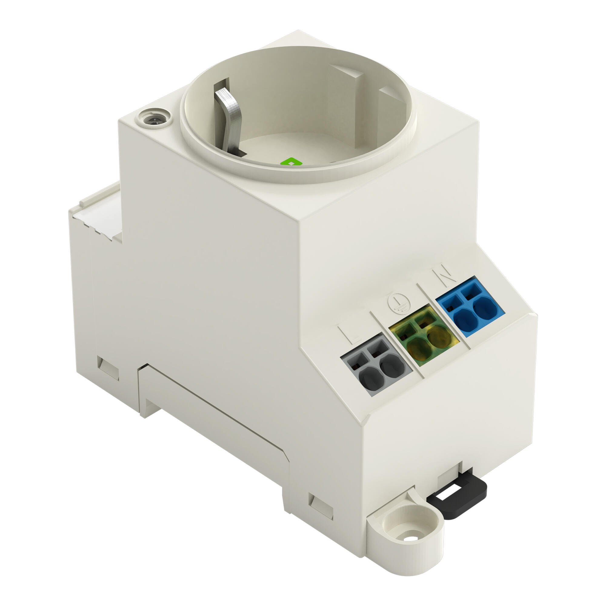 Switchgear cabinet outlet; for DIN-rail and screw mounting; for plug, type F, CEE 7/4 (Schuko); common in DE, NL, AT; with LED status indicator; with Push-in Cage Clamp double connection; light gray