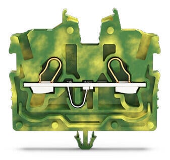 2-Leiter-Mini-Durchgangsklemme; mit Betätigungsöffnung; 1 mm²; mit Rastfuß; seitliche und mittige Beschriftung; mit Prüföffnung; Push-in CAGE CLAMP®; 1,00 mm²; grün-gelb