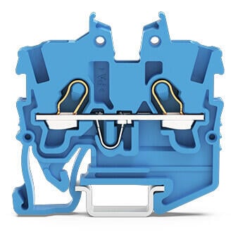 2-Leiter-Mini-Durchgangsklemme; mit Betätigungsöffnung; 1 mm²; mit Prüföffnung; seitliche und mittige Beschriftung; für Tragschiene 15; Push-in CAGE CLAMP®; 1,00 mm²; blau