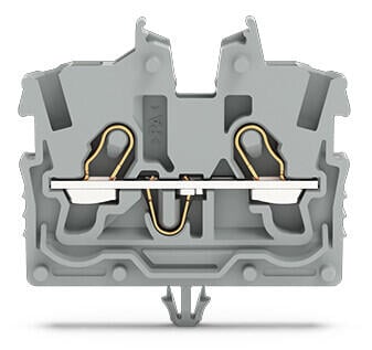 2-conductor miniature through terminal block; with operating slots; 1 mm²; with snap-in mounting foot; side and center marking; with test port; Push-in CAGE CLAMP®; 1,00 mm²; gray