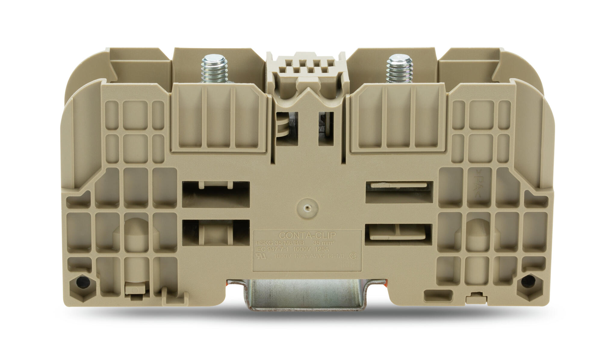 Multi Stud Terminal Block Stud terminal block; 35 mm²; with 2 stud bolts M6; 35,00 mm²; beige ...