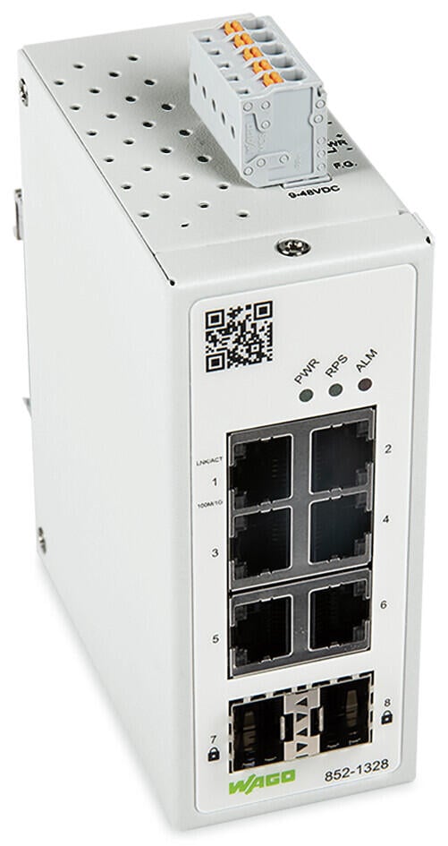 Industrial-Managed-Switch; 6-Port 1000BASE-T; 2-Slot 1000BASE-SX/LX; MAC Security