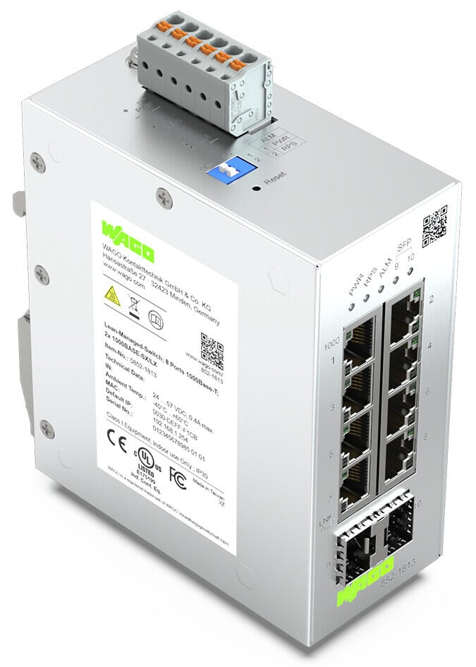 Lean-Managed-Switch; 8 portów 1000 Base-T; 1000BASE-SX/LX, 2 gniazda