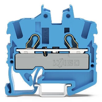 2-Leiter-Mini-Durchgangsklemme; mit Betätigungsöffnung; 2,5 mm²; mit Prüföffnung; seitliche und mittige Beschriftung; für Tragschiene 15; Push-in CAGE CLAMP®; 2,50 mm²; blau