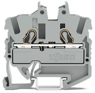 2-conductor miniature through terminal block; with operating slots; 2.5 mm²; with test port; side and center marking; for DIN-15 rail; Push-in CAGE CLAMP®; 2,50 mm²; gray
