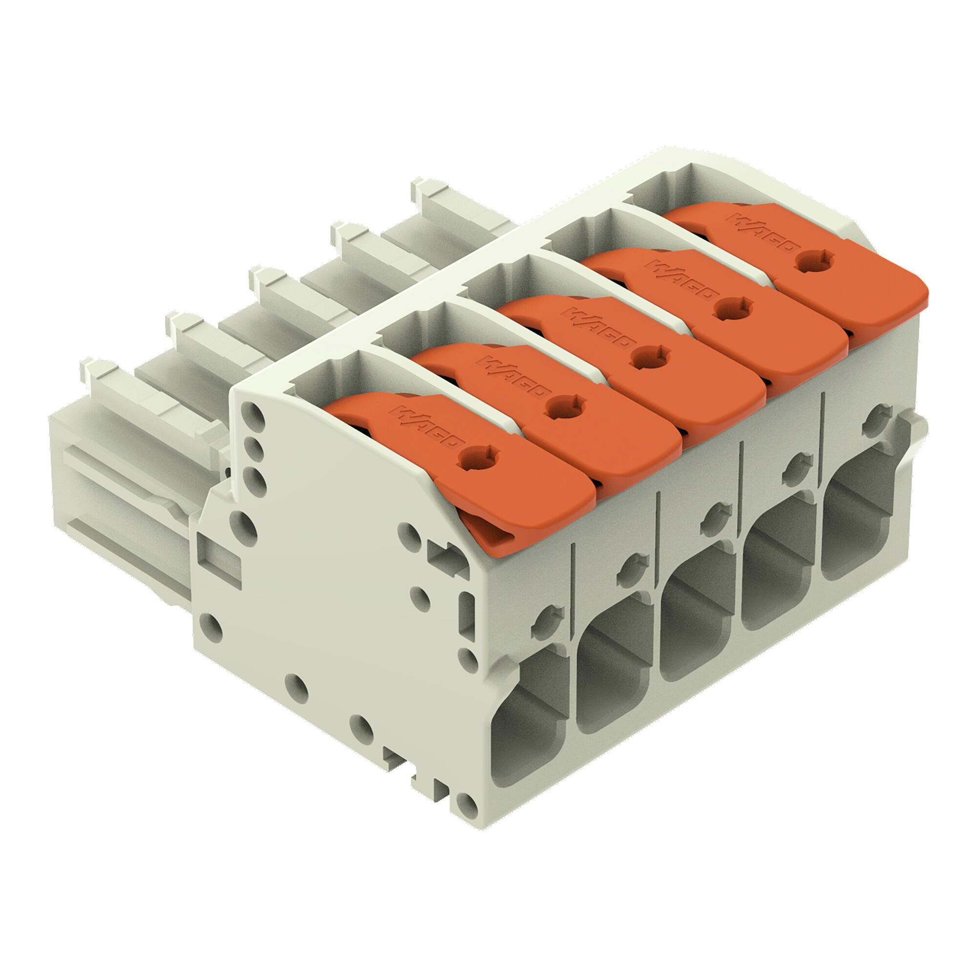 1-conductor female connector; lever; Push-in CAGE CLAMP®; 10 mm²; Pin spacing 7.62 mm; 5-pole; 100% protected against mismating; 10,00 mm²; light gray