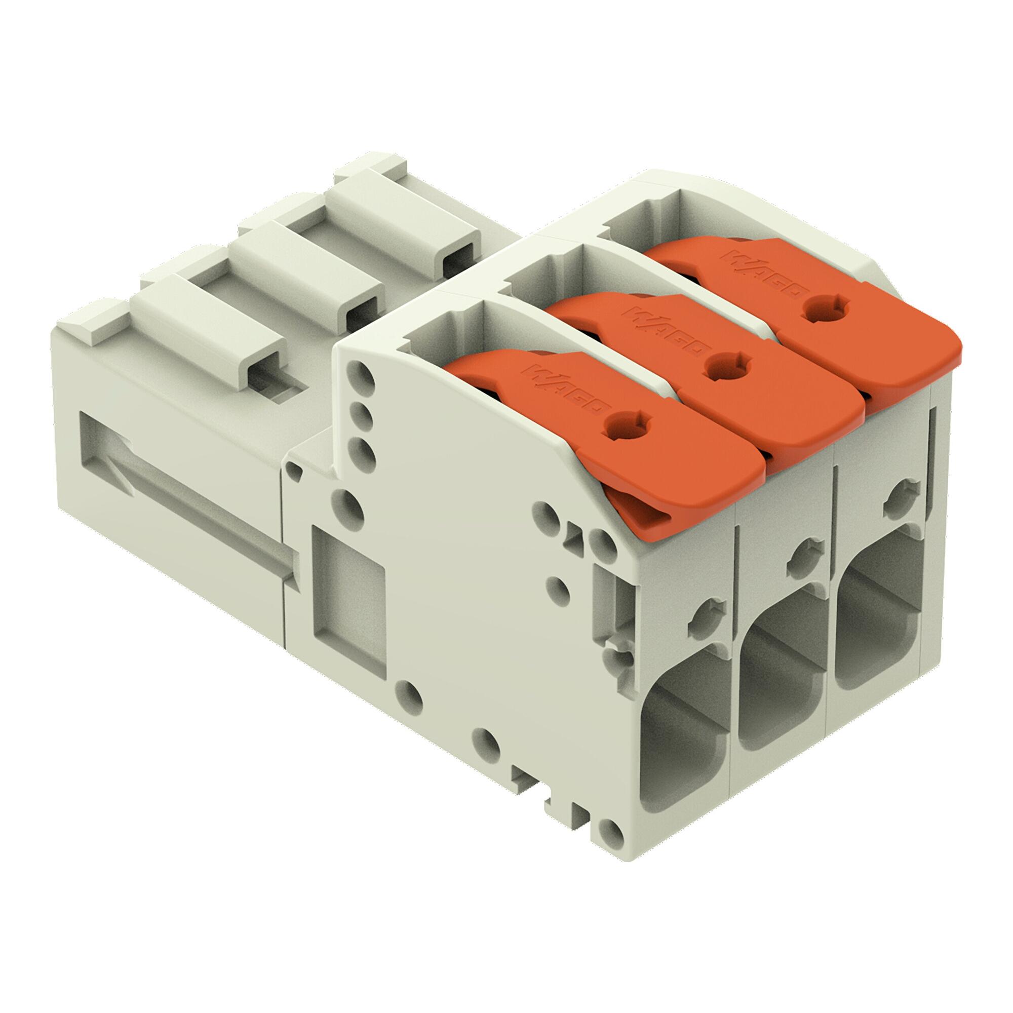 1-conductor male connector; lever; Push-in CAGE CLAMP®; 10 mm²; Pin spacing 7.62 mm; 3-pole; 100% protected against mismating; 10,00 mm²; light gray