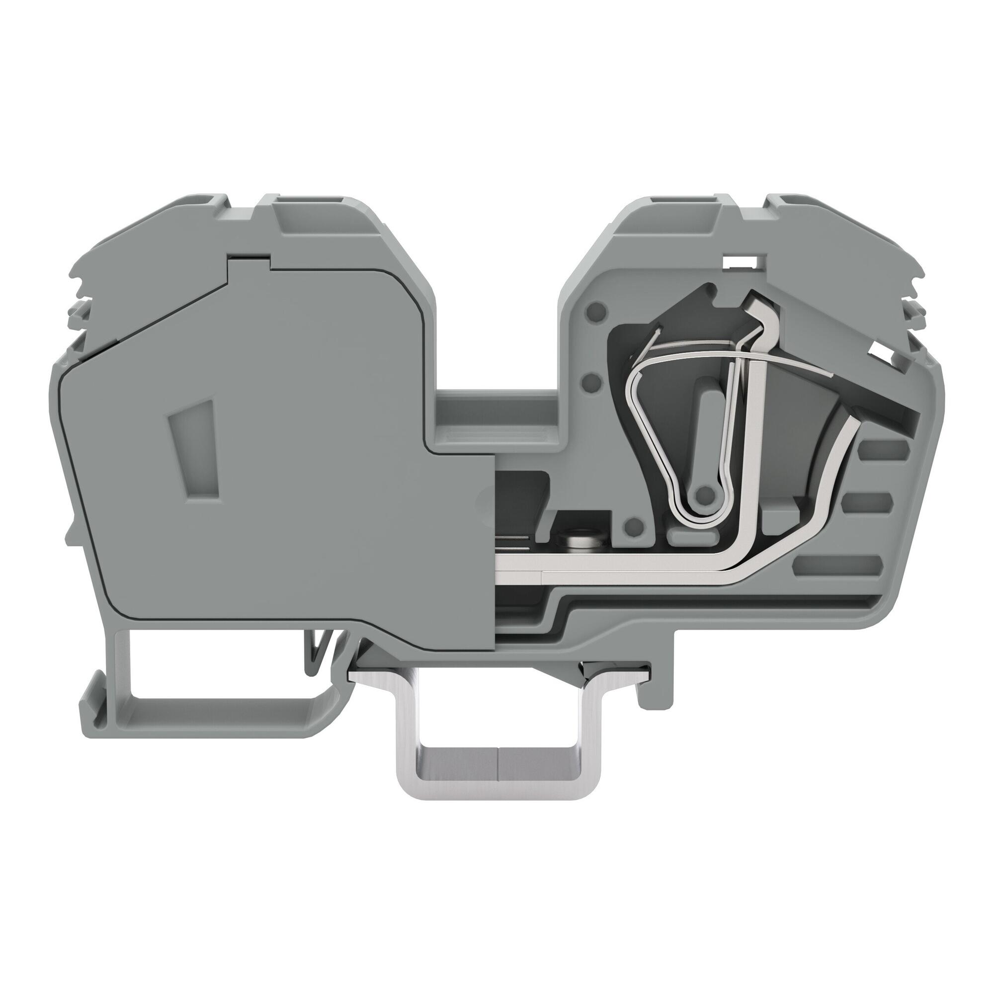 POWER CAGE CLAMP feedthrough terminal block; with integrated end plate; DIN 35 x 15 rail mount; 2-conductor; 2 AWG; 16 mm wide; gray