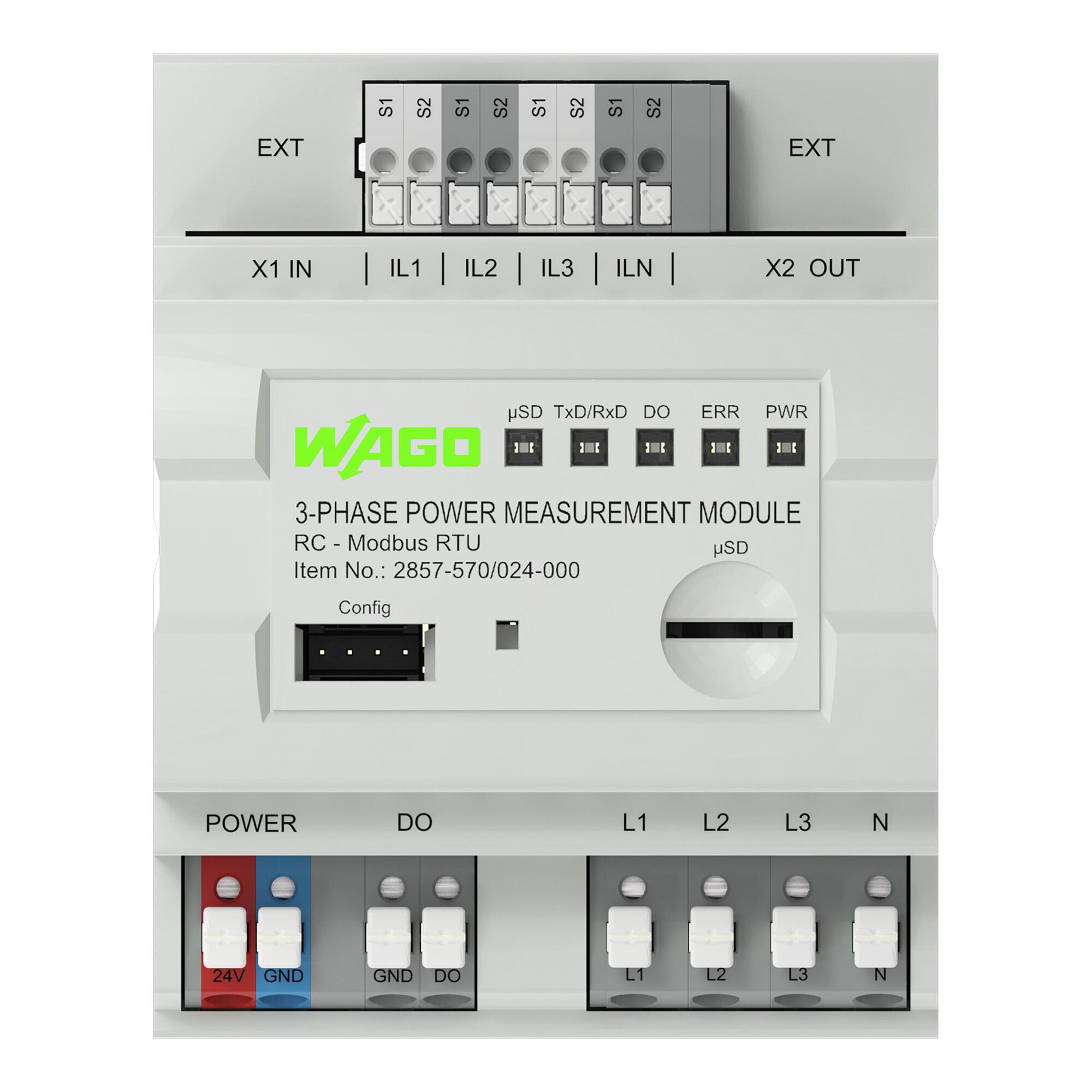 3-Phase Power Measurement Module; 3x277/480 V/RC; Modbus RTU; Digital output; Configuration via software; Supply voltage: 24 VDC
