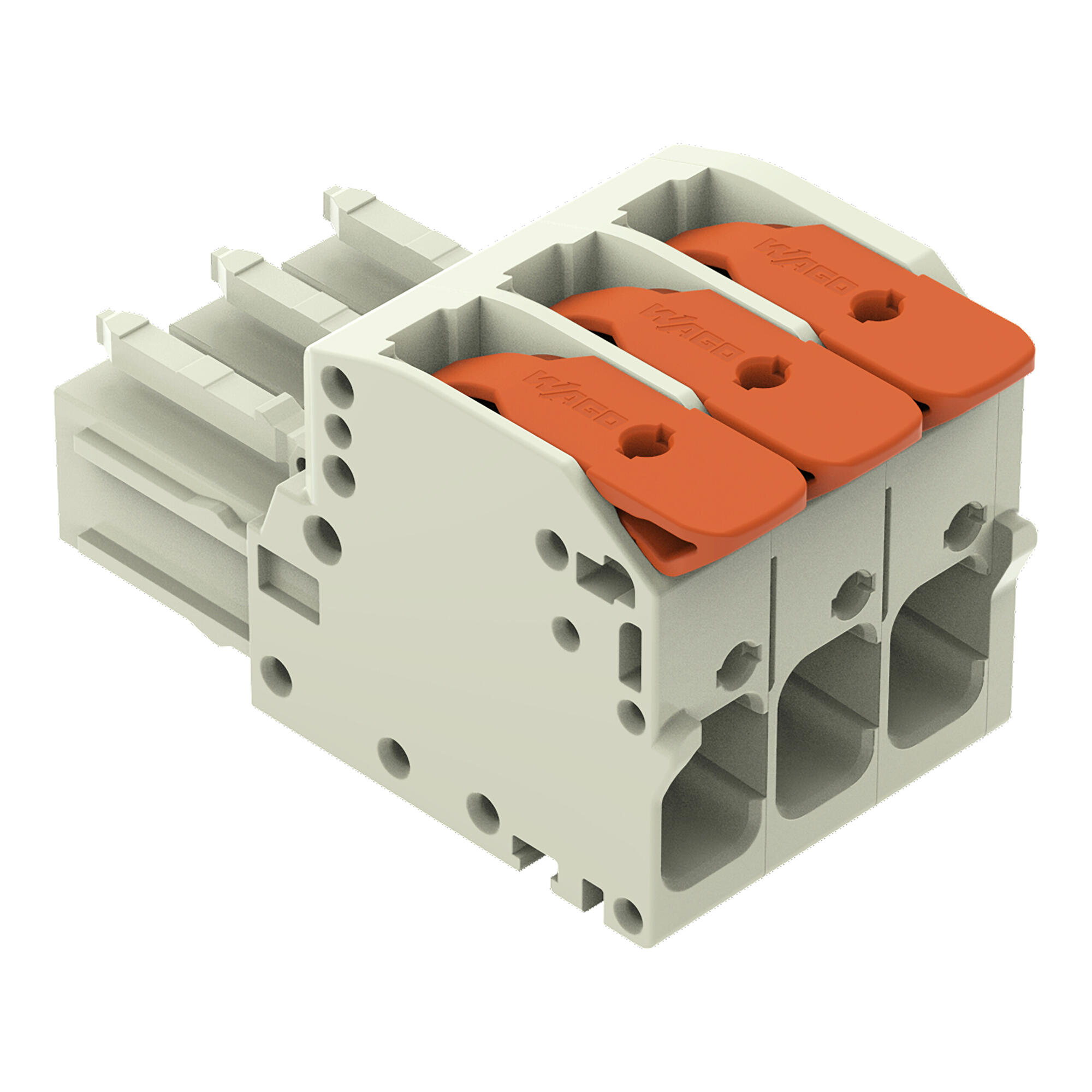 1-conductor female connector; lever; Push-in CAGE CLAMP®; 10 mm²; Pin spacing 7.62 mm; 3-pole; 100% protected against mismating; 10,00 mm²; light gray