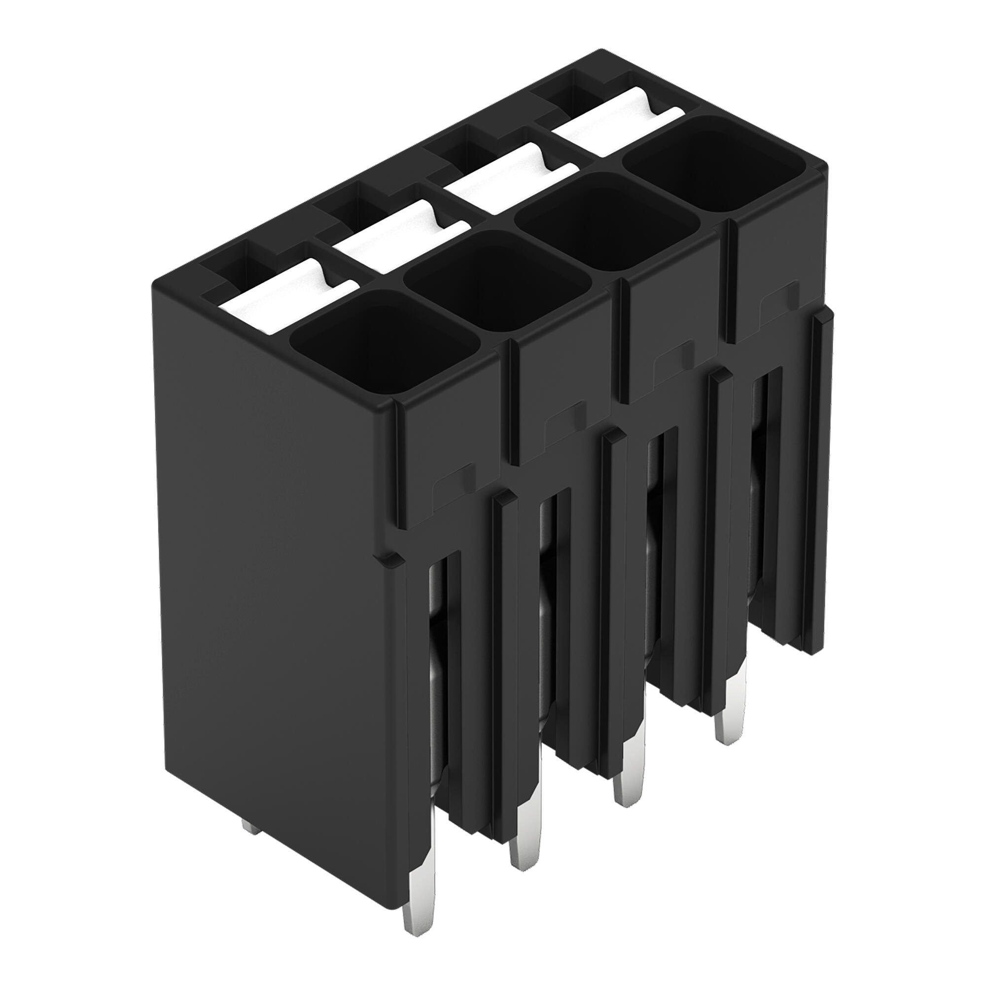 THR PCB terminal block; push-button; 1.5 mm²; Pin spacing 3.5 mm; 4-pole; Push-in CAGE CLAMP®; Solder pin length 2.4mm; black
