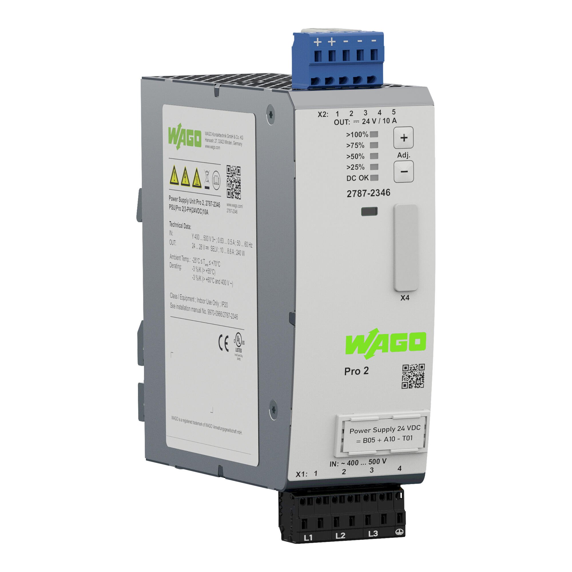 Power supply; Pro 2; 3-phase; 24 VDC output voltage; 10 A output current; TopBoost + PowerBoost; communication capability