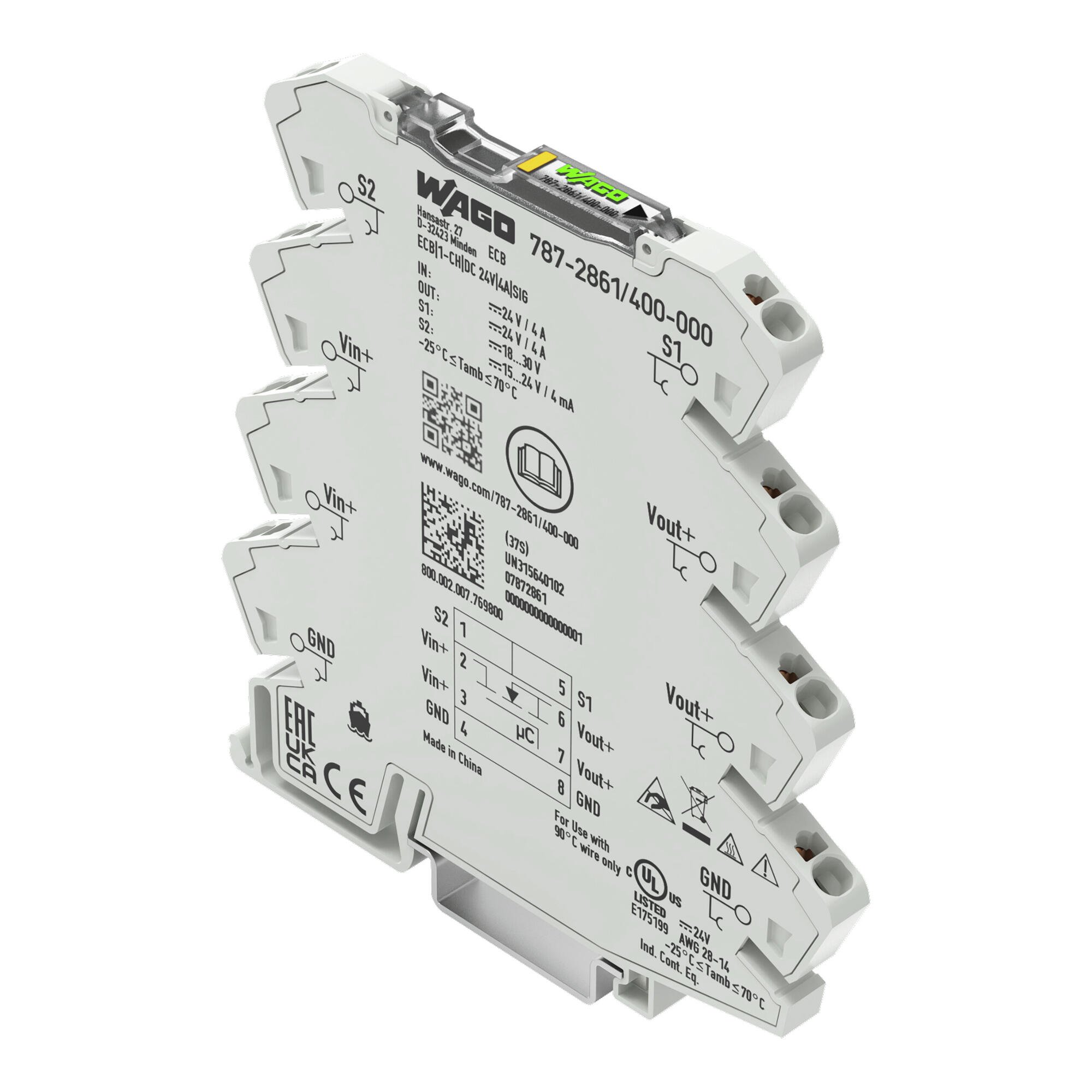 Electronic circuit breaker; 1-channel; 24 VDC; 4 A