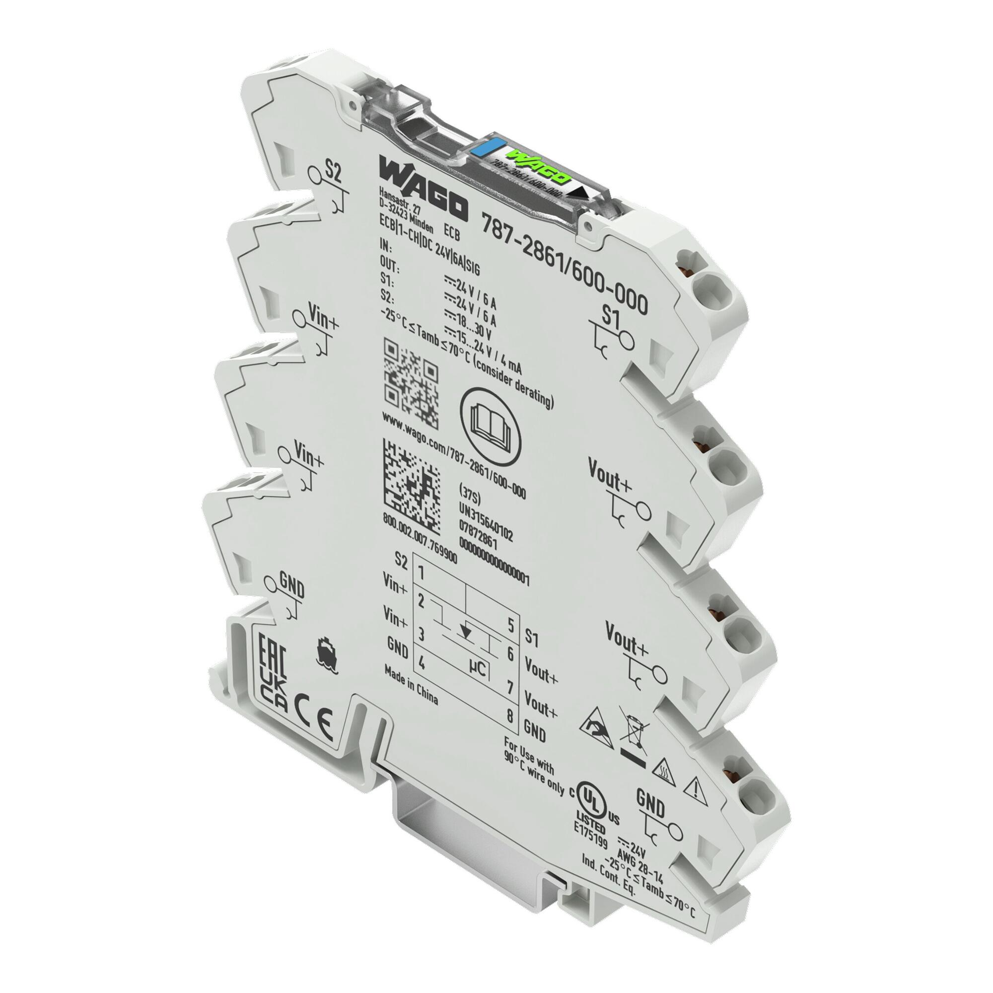 Electronic circuit breaker; 1-channel; 24 VDC input voltage; 6 A; Signal contact